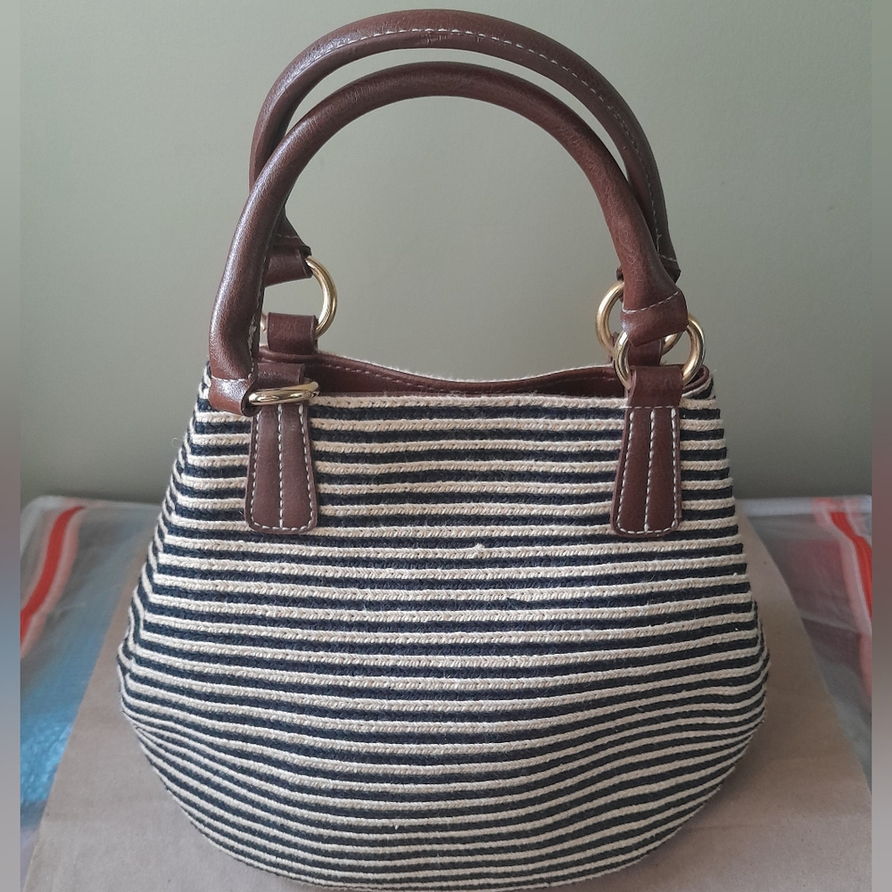 Striped Brown and Black Handbag